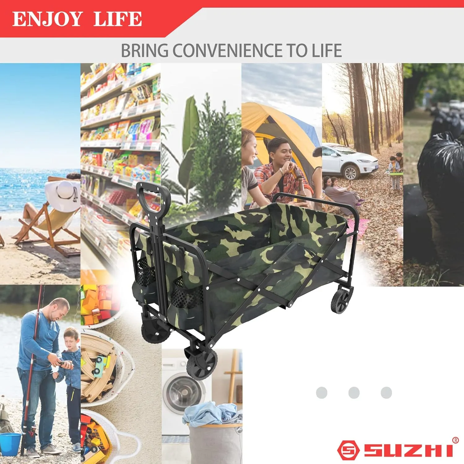 Small Wagon Carts Collapsible/Folding/Foldable/for Apartment/Grocery/Travel/Camping/Shopping/Outdoor/Lightweight & Portable
