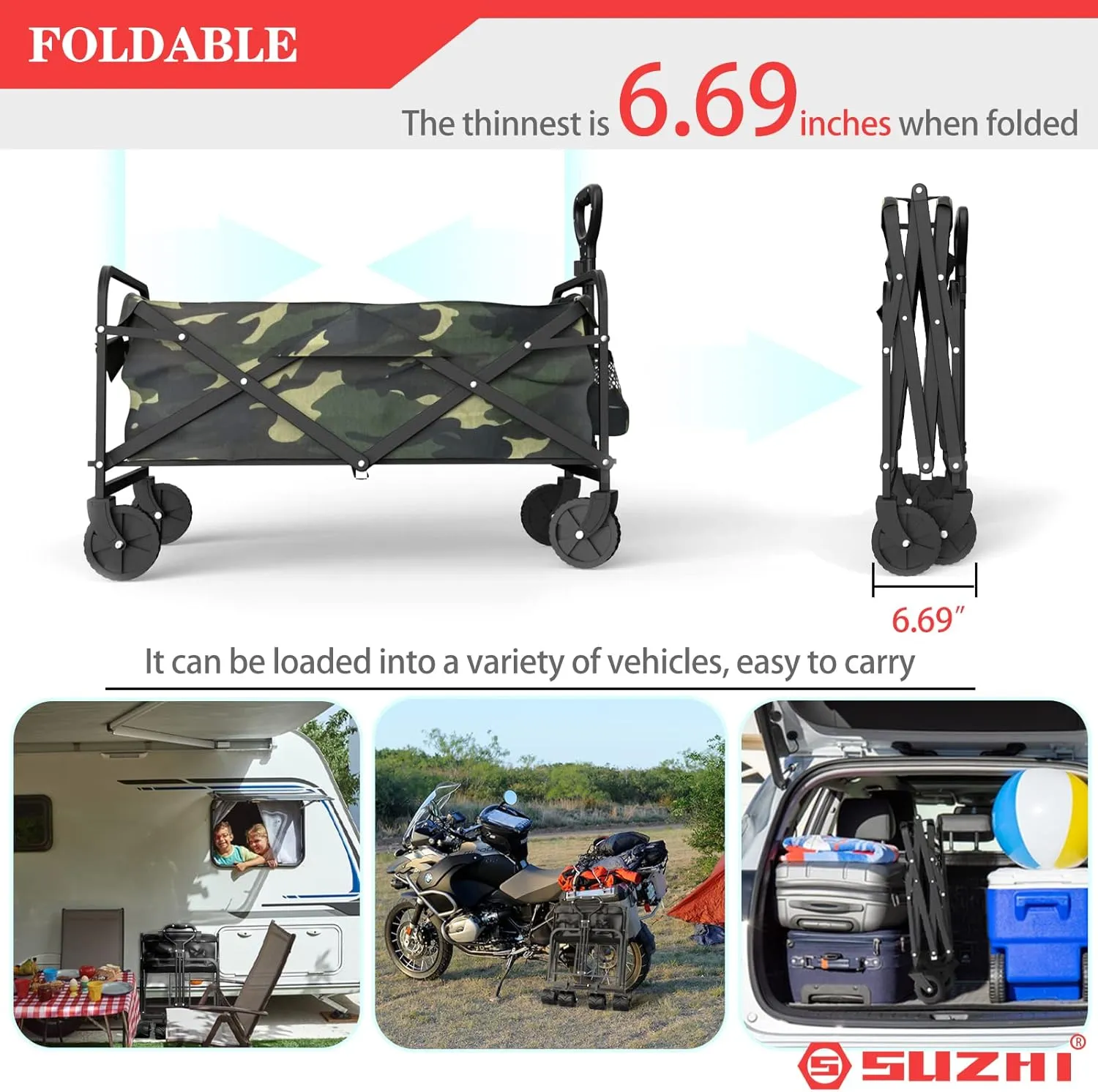 Small Wagon Carts Collapsible/Folding/Foldable/for Apartment/Grocery/Travel/Camping/Shopping/Outdoor/Lightweight & Portable