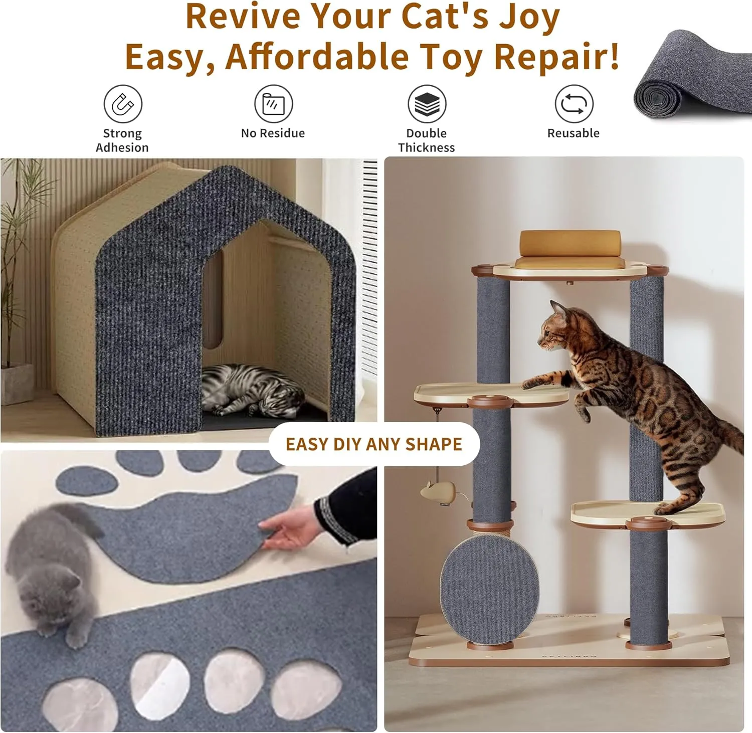 Super Sticky Cat Scratch Furniture Protector Self Adhesive Scratching Mat Couch Protector from Cat Claws Furniture Protectors from Scratching Pad Carpet Anti Cat Scratcher Deterren Sticky Wall Mat