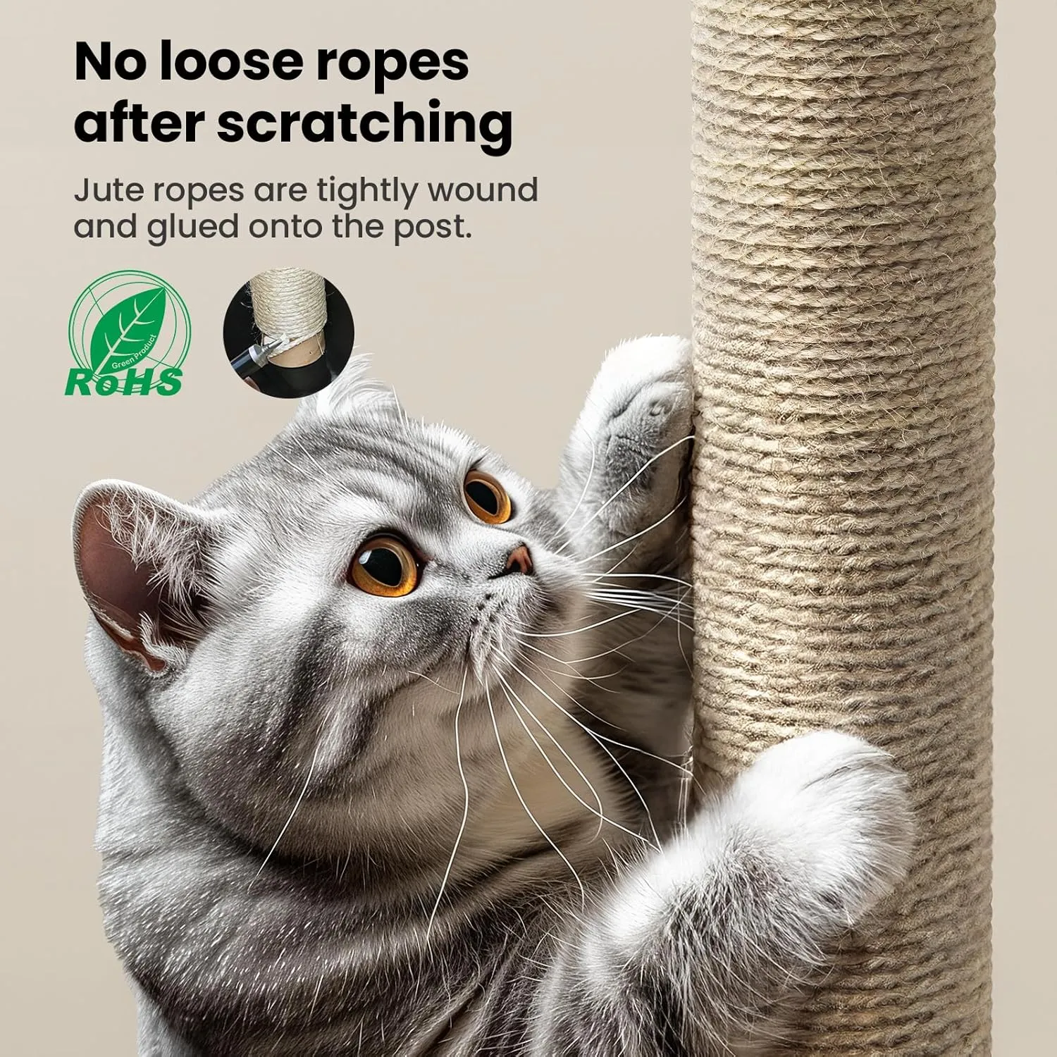 SVD.PET Scratching Post Replacement, 17" x 2.95" Jute Rope Tree Replacement Post, Refill Scratcher Posts With M8 Screws for Indoor Cat Tree, Tower and DIY Scratcher (1PCS)