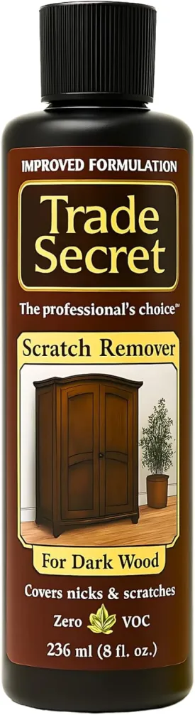Trade Secret Scratch Remover for Real Wood Furniture & Floors  Dark Wood Scratch Concealer, Covers Nicks, Scuffs & Dogs, Cats Scratches, Marks, Minor Defects