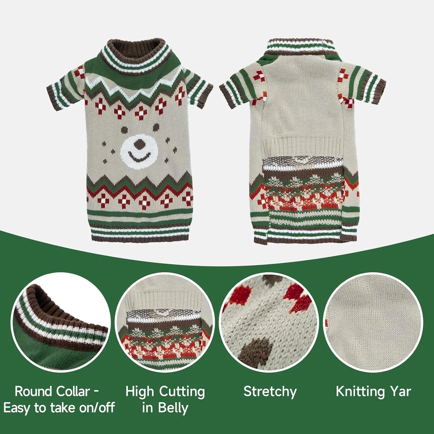 Warm Dog Sweaters for Small Dogs - Male & Female, Halloween & Autumn Themed, Knit Sweaters with Long Legs for Yorkie & Chihuahua
